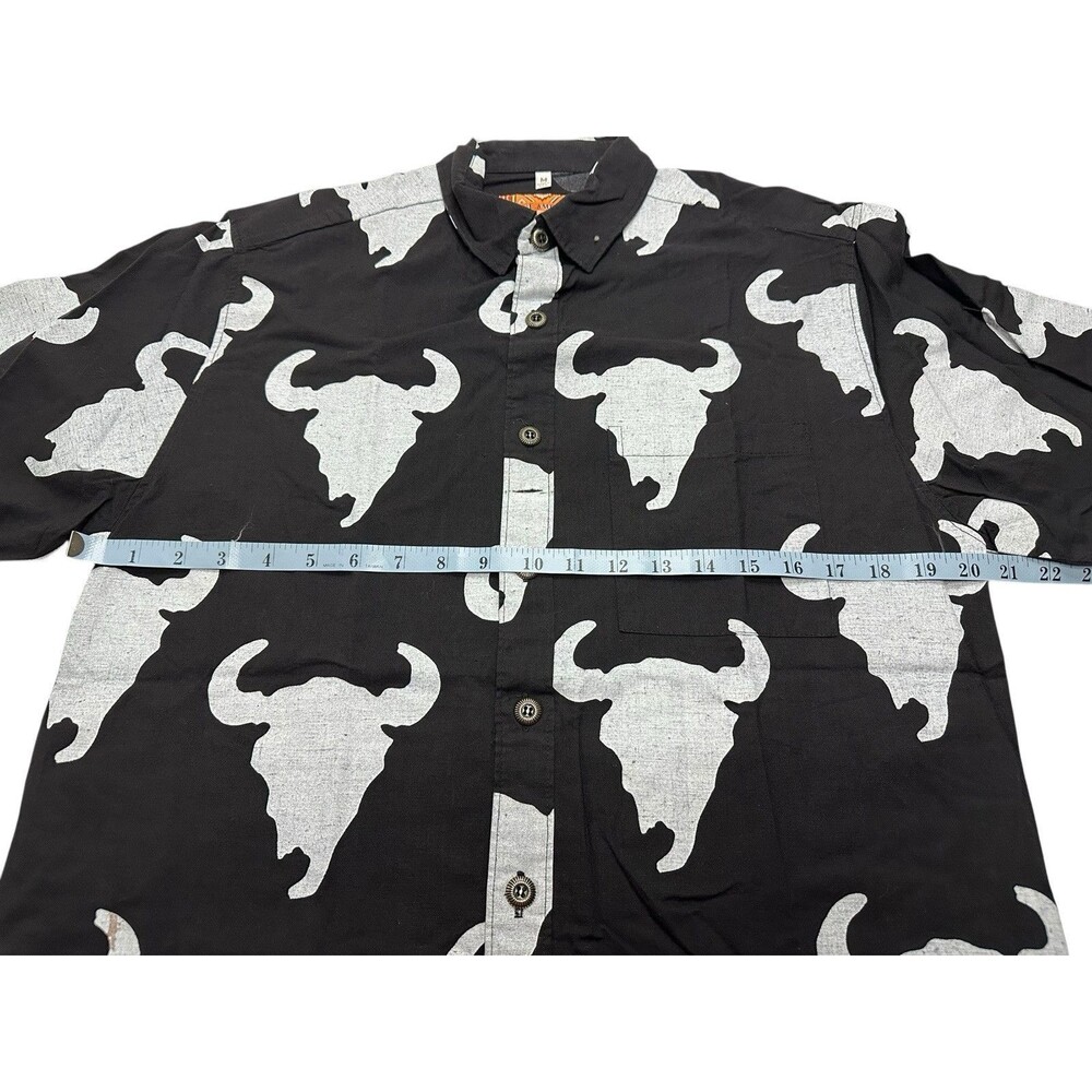 Men's Native American Tradition by Allen Wah Buffalo Head Button Up L/S Shirt M - Picture 7 of 11